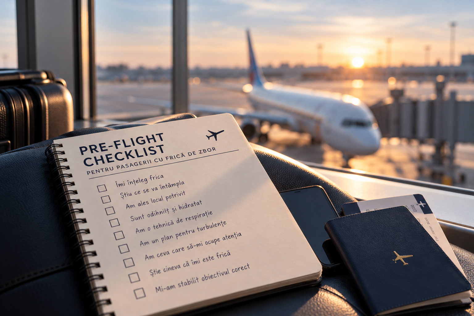 checklist pasageri cu frică de zbor